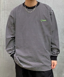 Snap club | 【Snap club】ワンポイント刺繍　ボーダーリンガーロンT　長袖カットソー(Tシャツ/カットソー)
