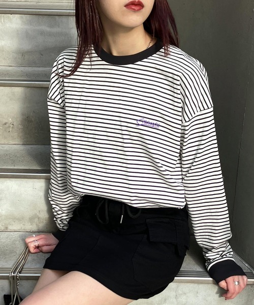 Snap club(スナップクラブ)の「【Snap club】ワンポイント刺繍 ボーダーリンガーロンT 長袖カットソー(Tシャツ/カットソー・メンズ・ホワイト/ブラック/ネイビー/レッド/グリーン・M/L)」の21枚目の写真