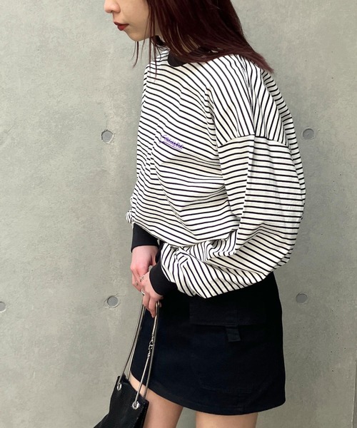 Snap club(スナップクラブ)の「【Snap club】ワンポイント刺繍 ボーダーリンガーロンT 長袖カットソー(Tシャツ/カットソー・メンズ・ホワイト/ブラック/ネイビー/レッド/グリーン・M/L)」の22枚目の写真