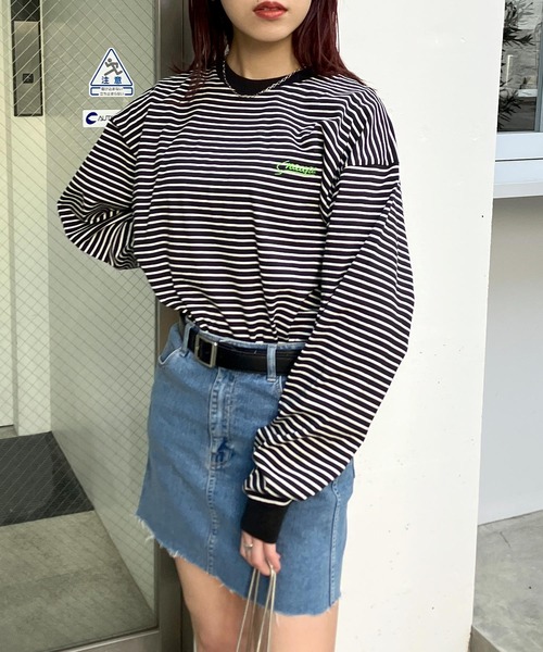 Snap club(スナップクラブ)の「【Snap club】ワンポイント刺繍 ボーダーリンガーロンT 長袖カットソー(Tシャツ/カットソー・メンズ・ホワイト/ブラック/ネイビー/レッド/グリーン・M/L)」の14枚目の写真