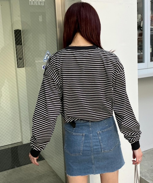 Snap club(スナップクラブ)の「【Snap club】ワンポイント刺繍 ボーダーリンガーロンT 長袖カットソー(Tシャツ/カットソー・メンズ・ホワイト/ブラック/ネイビー/レッド/グリーン・M/L)」の17枚目の写真