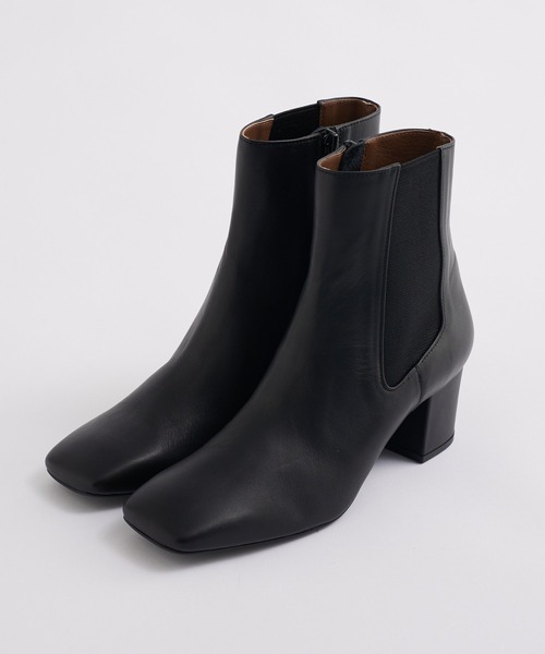 RIVE DROITE（リヴドロワ）の「スクエアトゥが魅力/サイドゴアスクエアショートブーツ（ブーツ・レディース・ブラック/ダークブラウン・24.5/23.5）」の3枚目の写真