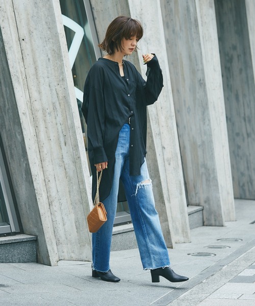 RIVE DROITE（リヴドロワ）の「スクエアトゥが魅力/サイドゴアスクエアショートブーツ（ブーツ・レディース・ブラック/ダークブラウン・24.5/23.5）」の18枚目の写真