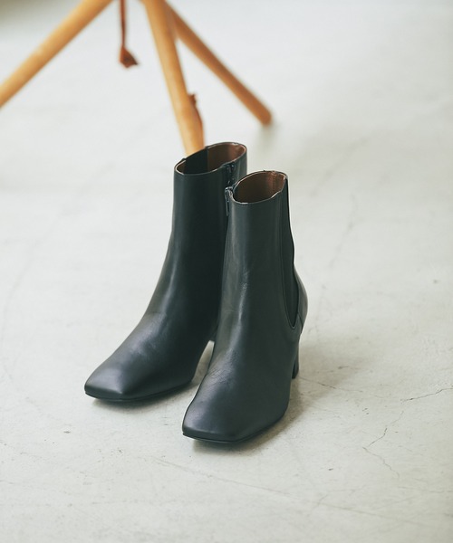 RIVE DROITE（リヴドロワ）の「スクエアトゥが魅力/サイドゴアスクエアショートブーツ（ブーツ・レディース・ブラック/ダークブラウン・24.5/23.5）」の15枚目の写真