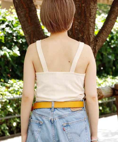 MILLER(ミラー)の「▲R.P.miller/ミラー Velor Cup Tank タンクトップ ベロア(タンクトップ・レディース・アイボリー/ダークグリーン・FREE)」の6枚目の写真