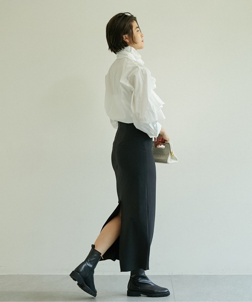 GALLARDAGALANTE（ガリャルダガランテ）の「ハイウエストマキシタイトスカート（スカート・レディース・ホワイト/ブラック・1/2/0）」の4枚目の写真