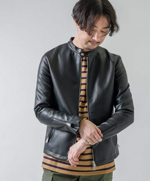 URBAN RESEARCH ROSSO MEN（アーバンリサーチロッソメン）の「『XLサイズあり』ヴィーガンレザーシングルブルゾン（ライダースジャケット・メンズ・ブラック・X-LARGE/LARGE/MEDIUM）」の3枚目の写真