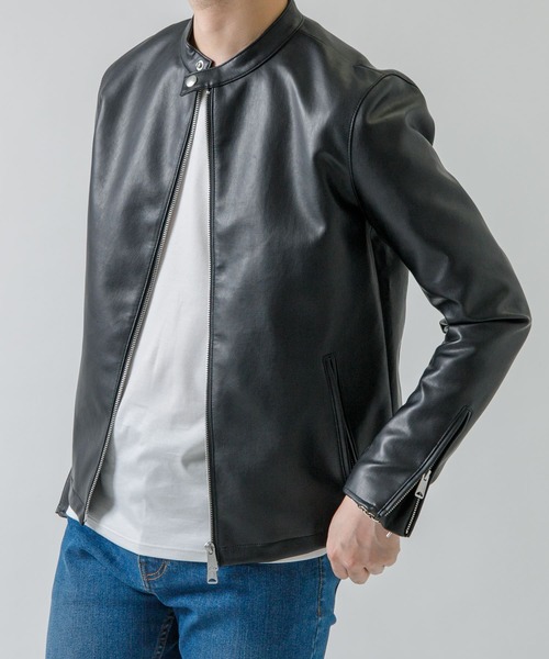 URBAN RESEARCH ROSSO MEN（アーバンリサーチロッソメン）の「『XLサイズあり』ヴィーガンレザーシングルブルゾン（ライダースジャケット・メンズ・ブラック・X-LARGE/LARGE/MEDIUM）」の20枚目の写真