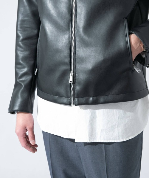 URBAN RESEARCH ROSSO MEN（アーバンリサーチロッソメン）の「『XLサイズあり』ヴィーガンレザーシングルブルゾン（ライダースジャケット・メンズ・ブラック・X-LARGE/LARGE/MEDIUM）」の12枚目の写真