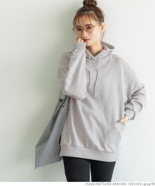 coca(coca)(コカ)の「ポケット付裏毛チュニックパーカー(パーカー・レディース・ブラック/ライトグレー/グリーン・M/L)」の8枚目の写真