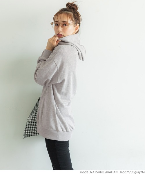 coca(coca)(コカ)の「ポケット付裏毛チュニックパーカー(パーカー・レディース・ブラック/ライトグレー/グリーン・M/L)」の10枚目の写真