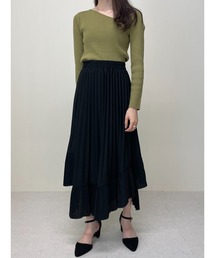 プリーツ切替スカート