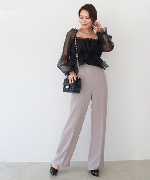 AMBIENT(アンビエント)の「オーガンジーパフギャザーブラウス(シャツ/ブラウス・レディース・ベージュ/ブラック・FREE)」の9枚目の写真