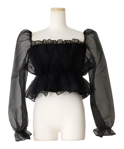 AMBIENT(アンビエント)の「オーガンジーパフギャザーブラウス(シャツ/ブラウス・レディース・ベージュ/ブラック・FREE)」の6枚目の写真