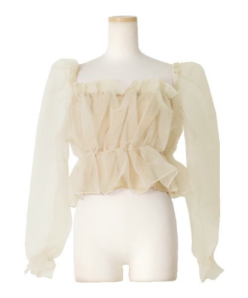 AMBIENT(アンビエント)の「オーガンジーパフギャザーブラウス(シャツ/ブラウス・レディース・ベージュ/ブラック・FREE)」の11枚目の写真