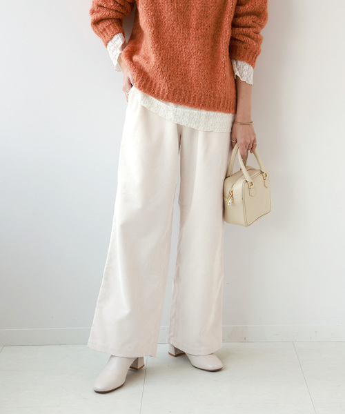 JOURNAL STANDARD relume（ジャーナルスタンダード　レリューム）の「コーデュロイセミワイドイージーパンツ（その他パンツ・レディース・ホワイト/チャコールグレー/ライトグリーン・FREE）」の2枚目の写真