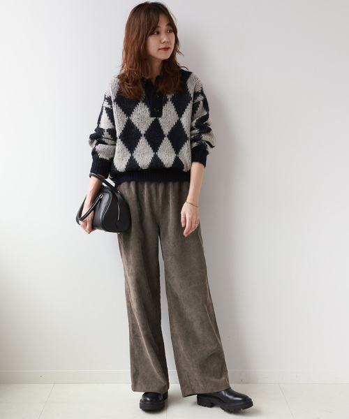 JOURNAL STANDARD relume（ジャーナルスタンダード　レリューム）の「コーデュロイセミワイドイージーパンツ（その他パンツ・レディース・ホワイト/チャコールグレー/ライトグリーン・FREE）」の4枚目の写真