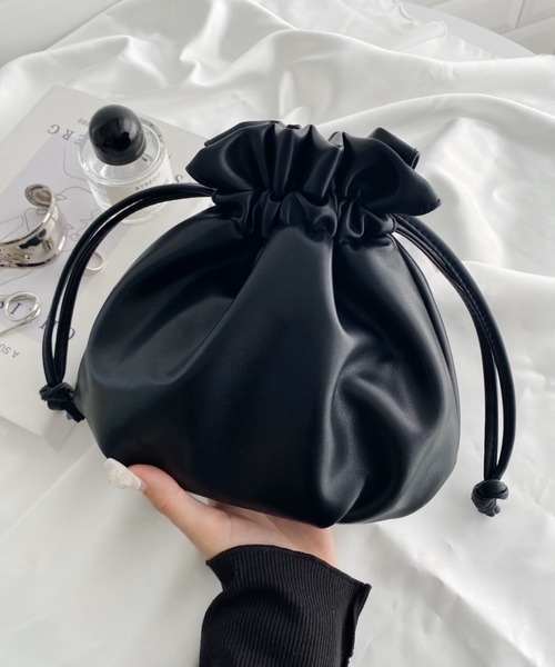 MYMOOD.(マイムード)の「2WAY PU 巾着ミニショルダー(ショルダーバッグ・レディース・ブラック/アイボリー/ピンクベージュ/シルバー・FREE)」の1枚目の写真