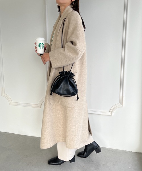 MYMOOD.(マイムード)の「2WAY PU 巾着ミニショルダー(ショルダーバッグ・レディース・ブラック/アイボリー/ピンクベージュ/シルバー・FREE)」の7枚目の写真