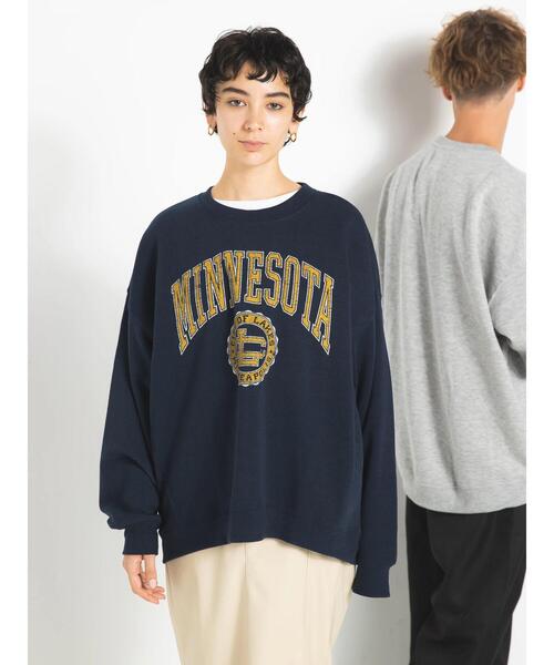 koe（コエ）の「【ユニセックス】MINNESOTA 裏起毛ビッグスウェットクルー（スウェット・レディース・ネイビー/グレー/ダークグリーン・L/XL/M）」の1枚目の写真