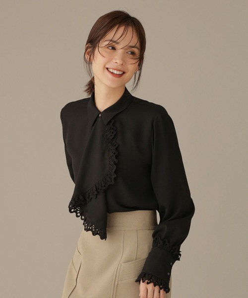 NANO universe（ナノユニバース）の「LB.03/スカーフヘムデザインブラウス（シャツ/ブラウス・レディース・ライトブラウン/ブラック/ホワイト・Ⅱ/Ⅰ）」の6枚目の写真