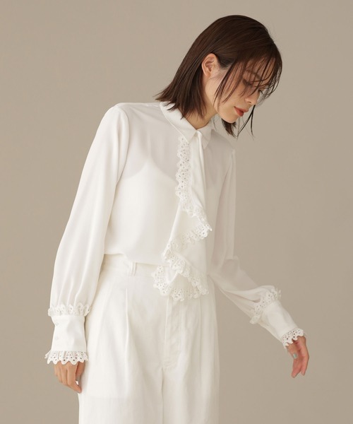 NANO universe（ナノユニバース）の「LB.03/スカーフヘムデザインブラウス（シャツ/ブラウス・レディース・ライトブラウン/ブラック/ホワイト・Ⅱ/Ⅰ）」の8枚目の写真