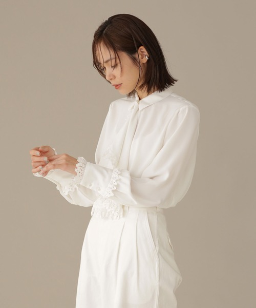 NANO universe（ナノユニバース）の「LB.03/スカーフヘムデザインブラウス（シャツ/ブラウス・レディース・ライトブラウン/ブラック/ホワイト・Ⅱ/Ⅰ）」の9枚目の写真