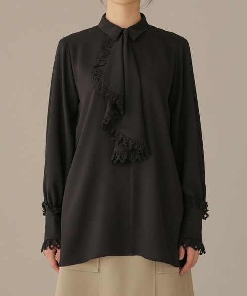 NANO universe（ナノユニバース）の「LB.03/スカーフヘムデザインブラウス（シャツ/ブラウス・レディース・ライトブラウン/ブラック/ホワイト・Ⅱ/Ⅰ）」の14枚目の写真