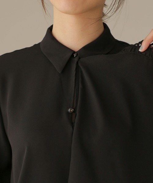 NANO universe（ナノユニバース）の「LB.03/スカーフヘムデザインブラウス（シャツ/ブラウス・レディース・ライトブラウン/ブラック/ホワイト・Ⅱ/Ⅰ）」の19枚目の写真