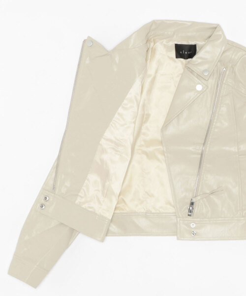 clear(クリア)の「フェイクレザーライダースジャケット(ライダースジャケット・レディース・ブラック/アイボリー/サックスブルー・F)」の12枚目の写真