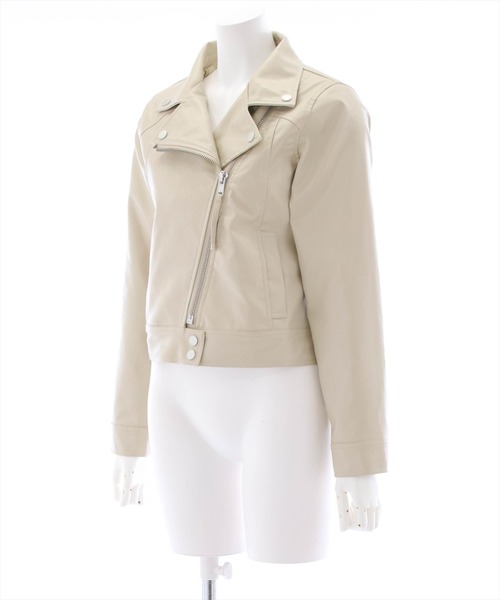 clear(クリア)の「フェイクレザーライダースジャケット(ライダースジャケット・レディース・ブラック/アイボリー/サックスブルー・F)」の4枚目の写真