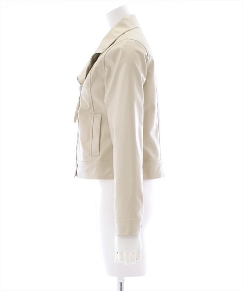 clear(クリア)の「フェイクレザーライダースジャケット(ライダースジャケット・レディース・ブラック/アイボリー/サックスブルー・F)」の5枚目の写真