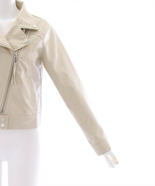 clear(クリア)の「フェイクレザーライダースジャケット(ライダースジャケット・レディース・ブラック/アイボリー/サックスブルー・F)」の9枚目の写真