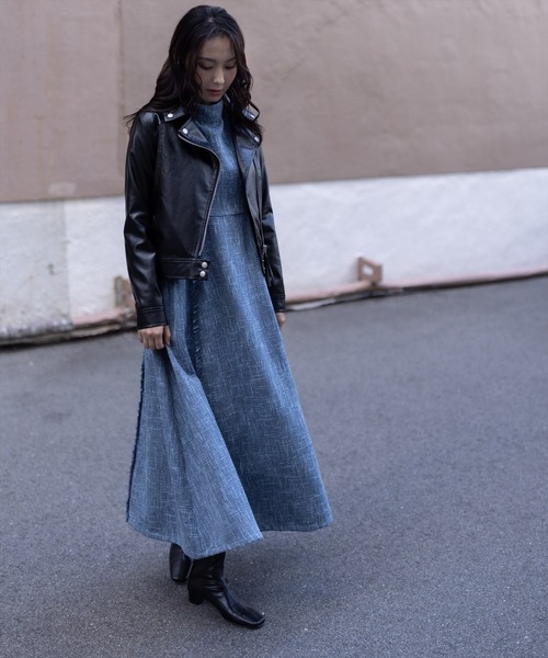 clear(クリア)の「フェイクレザーライダースジャケット(ライダースジャケット・レディース・ブラック/アイボリー/サックスブルー・F)」の17枚目の写真