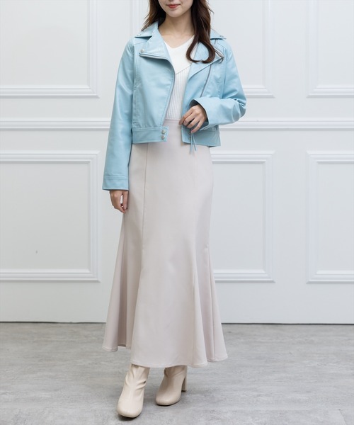 clear(クリア)の「フェイクレザーライダースジャケット(ライダースジャケット・レディース・ブラック/アイボリー/サックスブルー・F)」の22枚目の写真