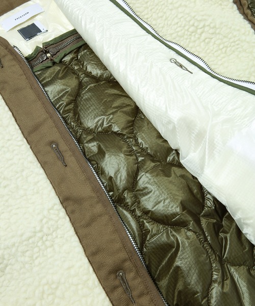 FACETASM（ファセッタズム）の「ZIPPER SHERPA QUILTED LINER JACKET（ブルゾン・メンズ・カーキ・4）」の4枚目の写真