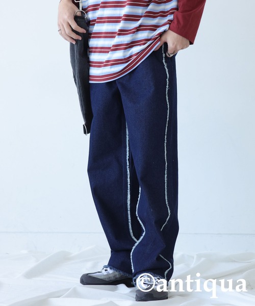 antiqua(アンティカ)の「フリンジデニムパンツ(デニムパンツ・レディース・インディゴブルー・L/M)」の15枚目の写真