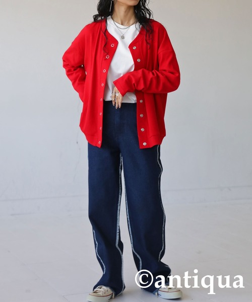 フリンジデニムパンツ（デニムパンツ）｜antiqua（アンティカ）の  