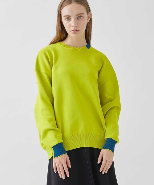 A + TOKYO（エープラストウキョウ）の「【洗える/軽量】ポイントカラーオーバーニットトップス（ニット/セーター・レディース・ブルー/ブラック/ラベンダー/イエロー/ベージュ・FREE）」の5枚目の写真