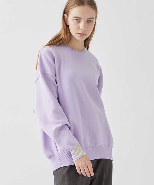 A + TOKYO（エープラストウキョウ）の「【洗える/軽量】ポイントカラーオーバーニットトップス（ニット/セーター・レディース・ブルー/ブラック/ラベンダー/イエロー/ベージュ・FREE）」の20枚目の写真