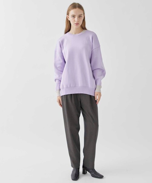 A + TOKYO（エープラストウキョウ）の「【洗える/軽量】ポイントカラーオーバーニットトップス（ニット/セーター・レディース・ブルー/ブラック/ラベンダー/イエロー/ベージュ・FREE）」の22枚目の写真