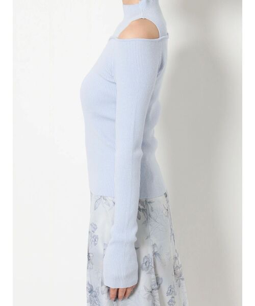 MERCURYDUO（マーキュリーデュオ）の「2wayレイヤード風リブニット（ニット/セーター・レディース・オフホワイト/ライトブルー/ブラック/パープル・FREE）」の5枚目の写真