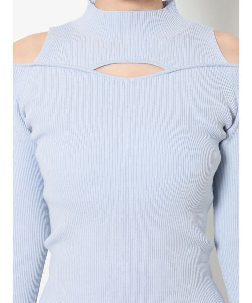 MERCURYDUO（マーキュリーデュオ）の「2wayレイヤード風リブニット（ニット/セーター・レディース・オフホワイト/ライトブルー/ブラック/パープル・FREE）」の7枚目の写真