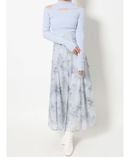 MERCURYDUO（マーキュリーデュオ）の「2wayレイヤード風リブニット（ニット/セーター・レディース・オフホワイト/ライトブルー/ブラック/パープル・FREE）」の10枚目の写真