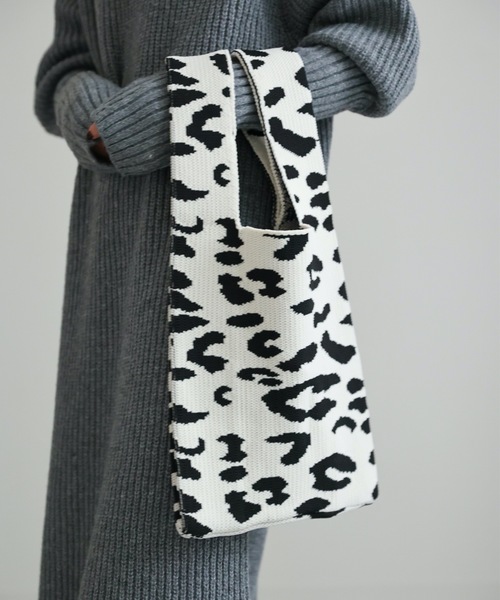 ap retro(アプレトロ)の「ジャガードニットマルシェバッグ(トートバッグ・レディース・ホワイト/ブラウン・FREE)」の20枚目の写真
