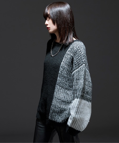 Ellno Loset(エルノロゼット)の「モヘアタッチ配色ニット(ニット/セーター・メンズ・ブラック/グリーン・MEDIUM/LARGE)」の7枚目の写真
