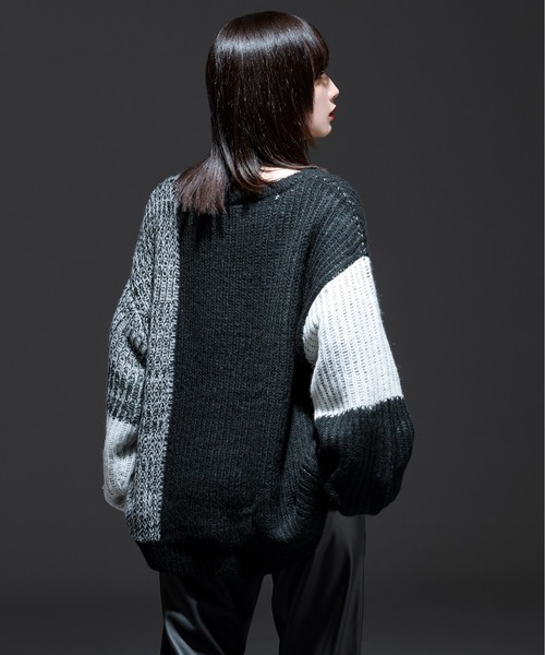 Ellno Loset(エルノロゼット)の「モヘアタッチ配色ニット(ニット/セーター・メンズ・ブラック/グリーン・MEDIUM/LARGE)」の8枚目の写真