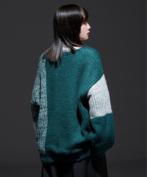 Ellno Loset(エルノロゼット)の「モヘアタッチ配色ニット(ニット/セーター・メンズ・ブラック/グリーン・MEDIUM/LARGE)」の17枚目の写真