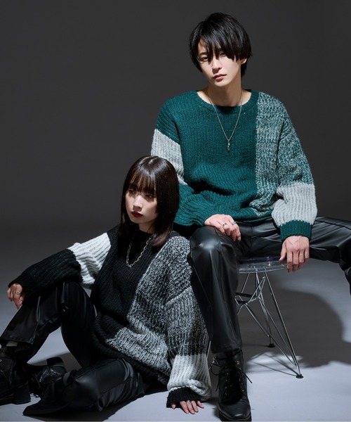 Ellno Loset(エルノロゼット)の「モヘアタッチ配色ニット(ニット/セーター・メンズ・ブラック/グリーン・MEDIUM/LARGE)」の21枚目の写真