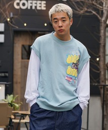 【UNIIT/ユニット】 別注　フェイクベストロンT 　フェイクレイヤード 　タギング 　ストリート系